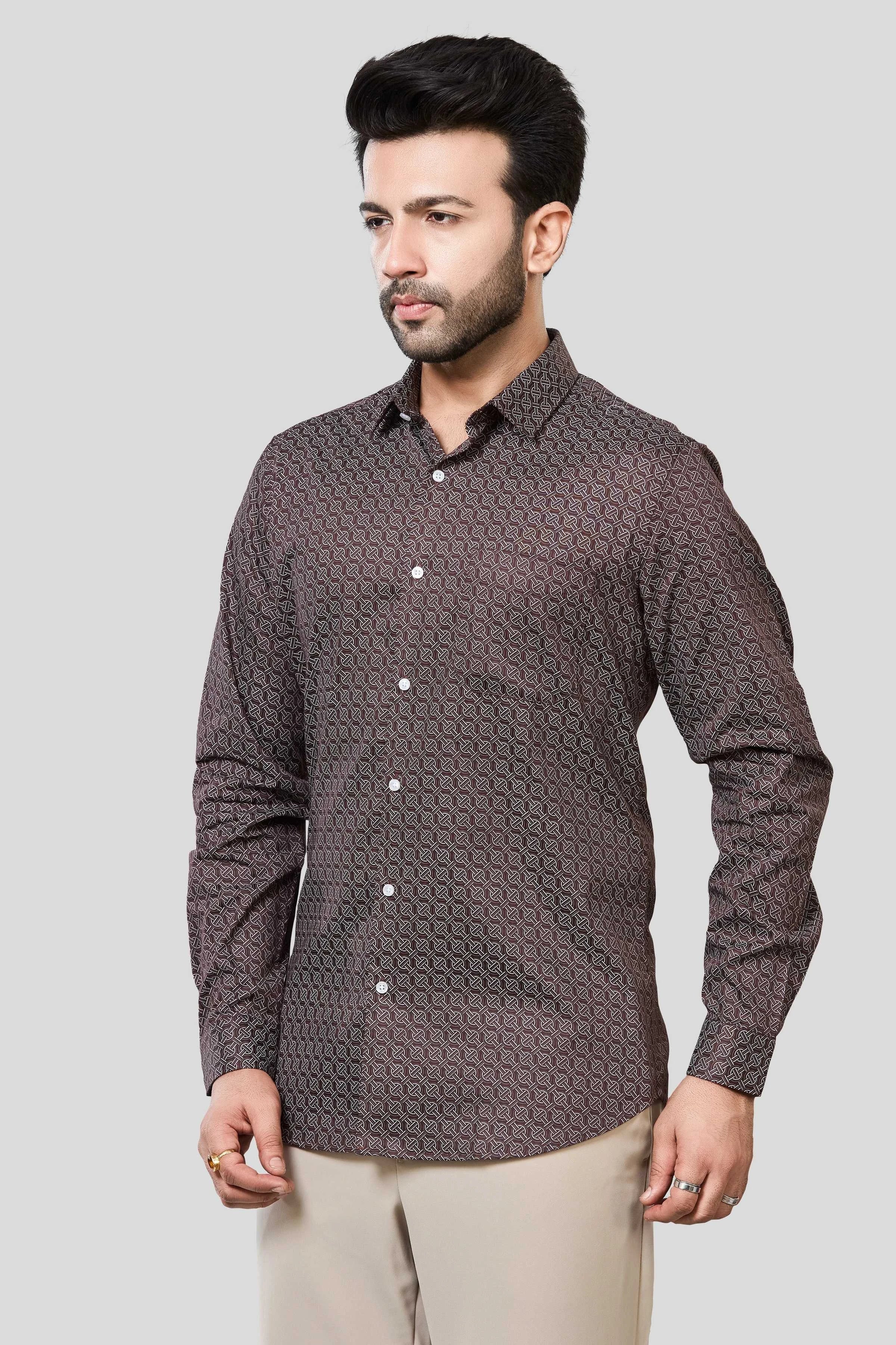 Jonesburg Men's Printed Slim Fit Formal Shirt