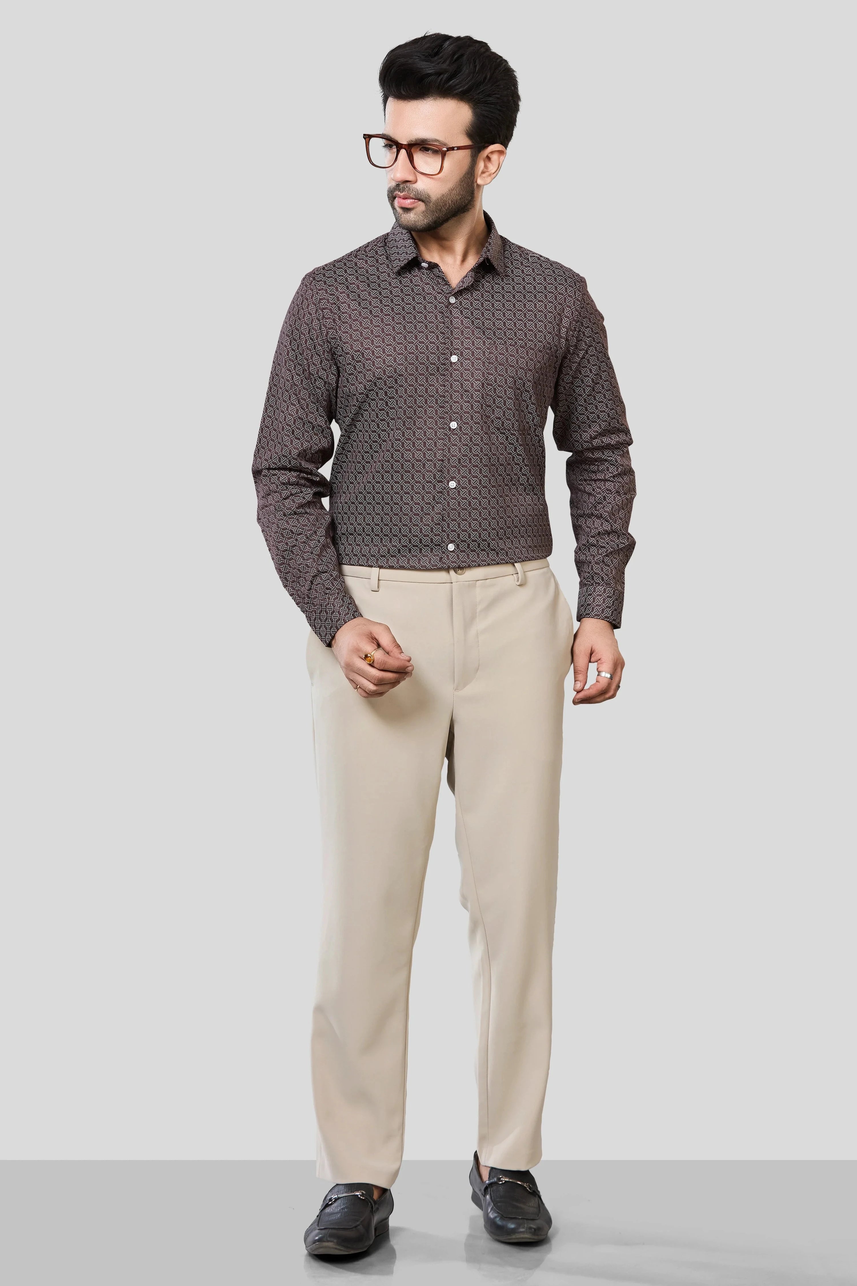 Jonesburg Men's Printed Slim Fit Formal Shirt