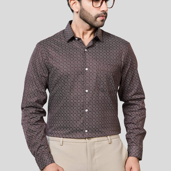 Jonesburg Men's Printed Slim Fit Formal Shirt