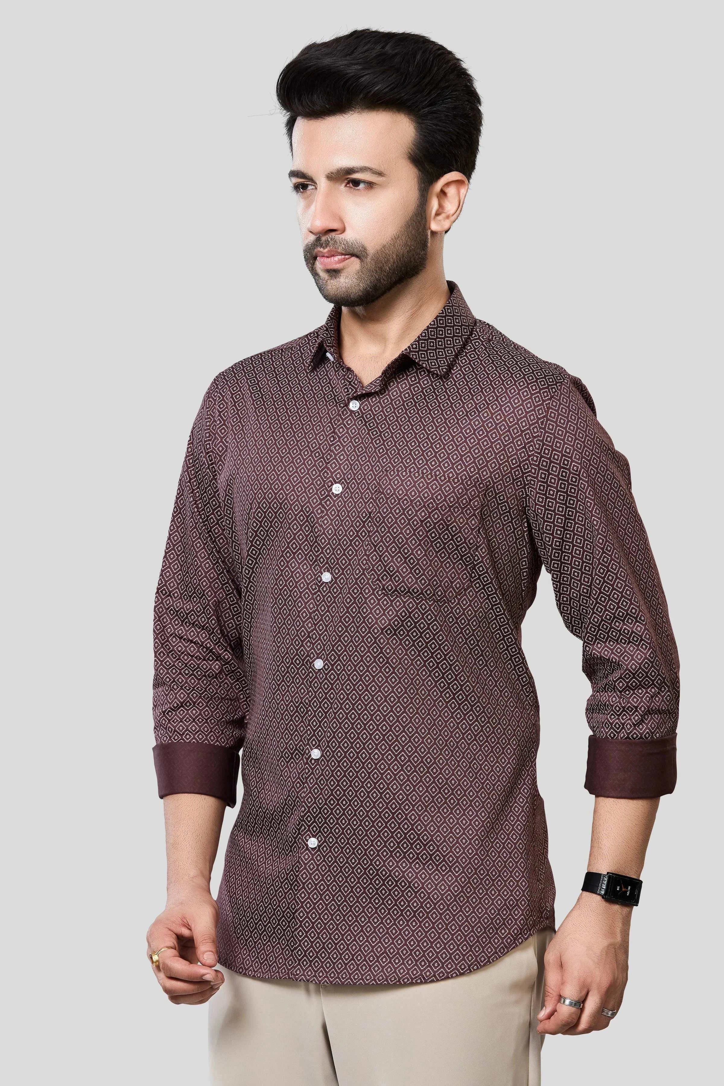 Jonesburg Men's Printed Slim Fit Formal Shirt