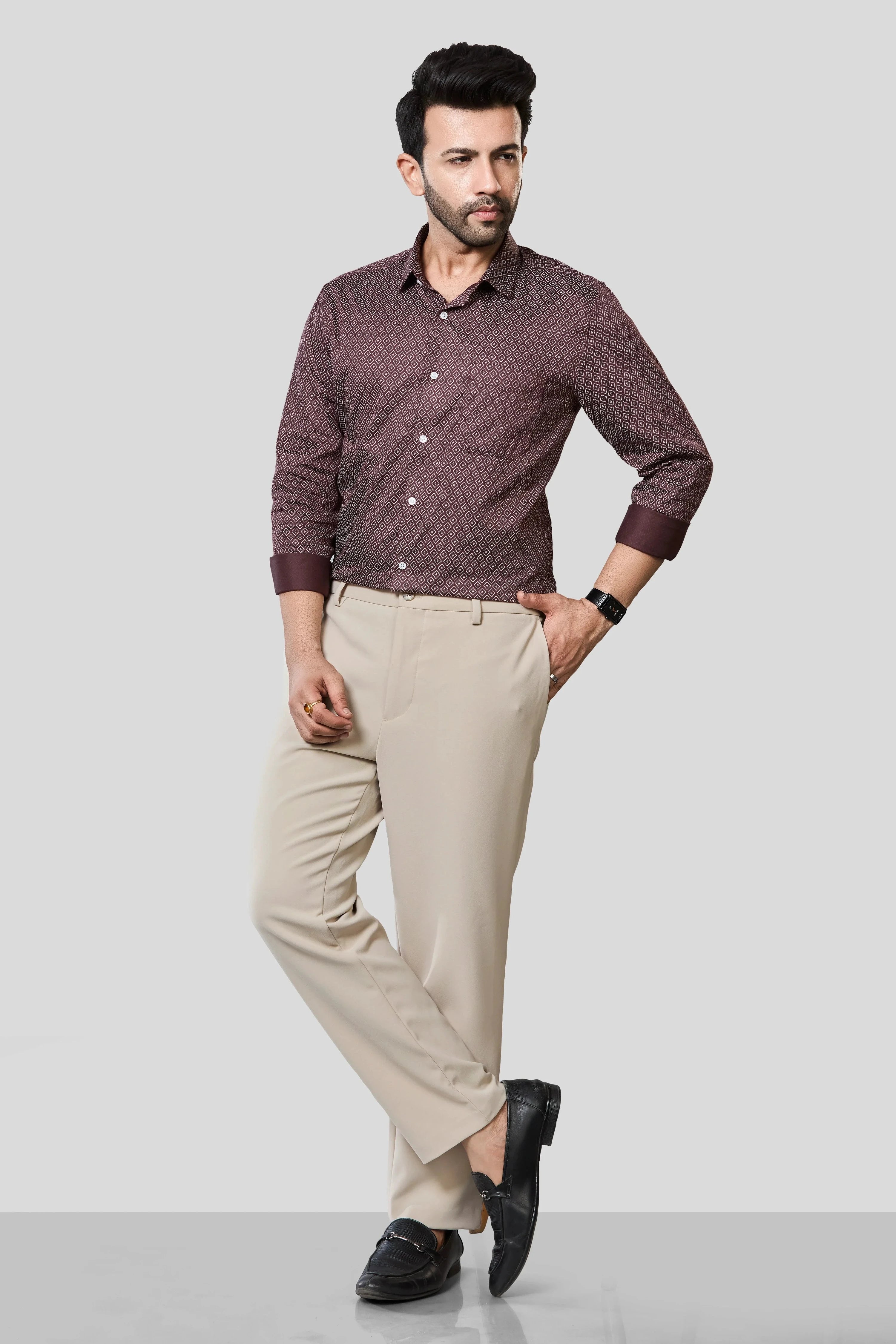 Jonesburg Men's Printed Slim Fit Formal Shirt