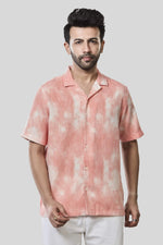 Thumbnail for Xkind Orange Printed Slub Relaxed Fit Shirt