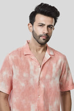 Thumbnail for Xkind Orange Printed Slub Relaxed Fit Shirt
