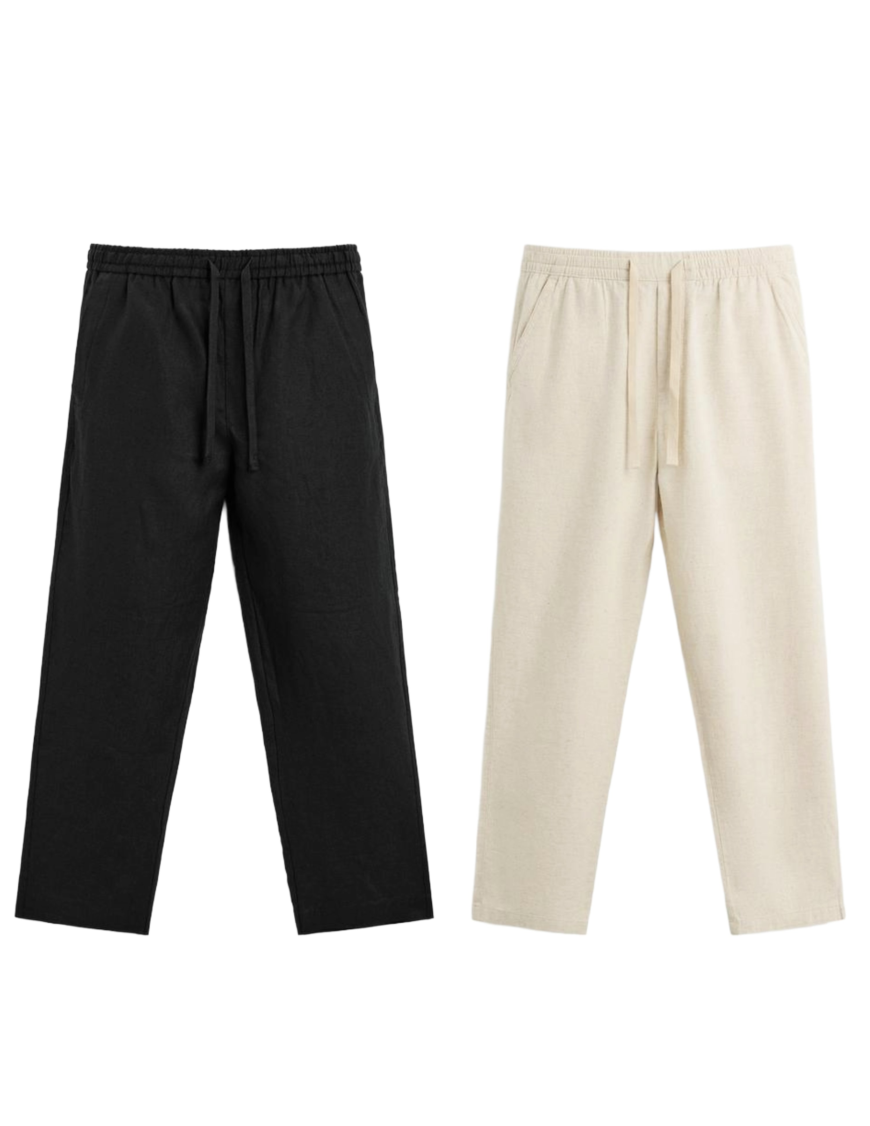 Fabmade Men’S Linen Pajama Combo – Beige & Black (Pack Of 2) - Distacart