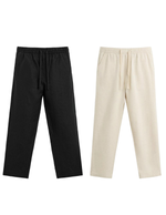 Thumbnail for Fabmade Men’S Linen Pajama Combo – Beige & Black (Pack Of 2) - Distacart