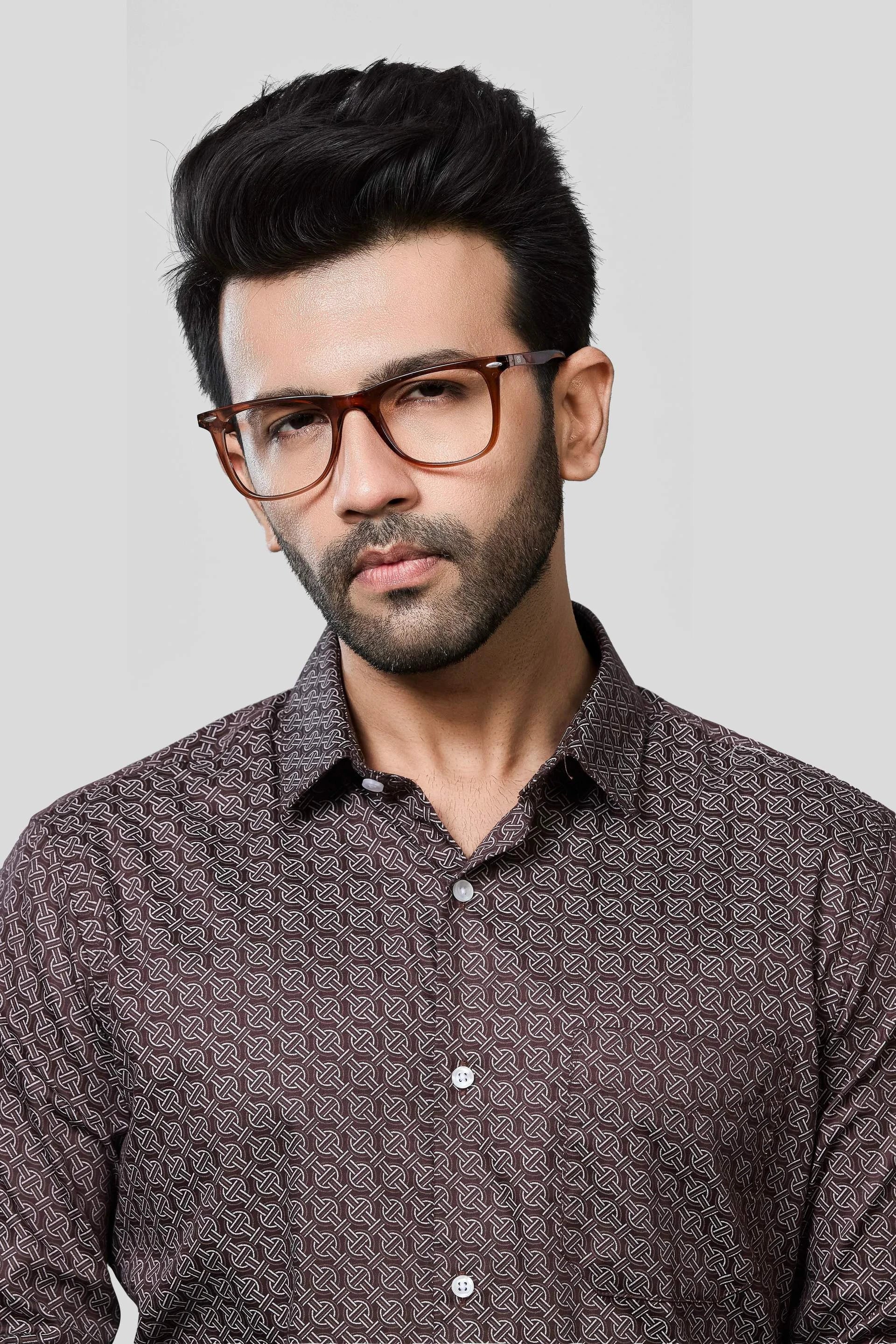 Jonesburg Men's Printed Slim Fit Formal Shirt