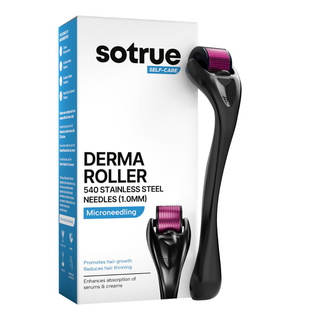 Sotrue Derma Roller For Hair Growth 1 mm with 540 Stainless Steel Needles - Activates Hair Follicles, For Hair Fall & Hair Thickening, Reduces Acne Scars