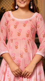 Thumbnail for Pomcha Jaipur Gaurangi Rutvi Muslin Printed Anarkali Set