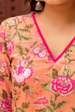 Thumbnail for Pomcha Jaipur Gaurangi Peach Pink Cotton Print Suit Set