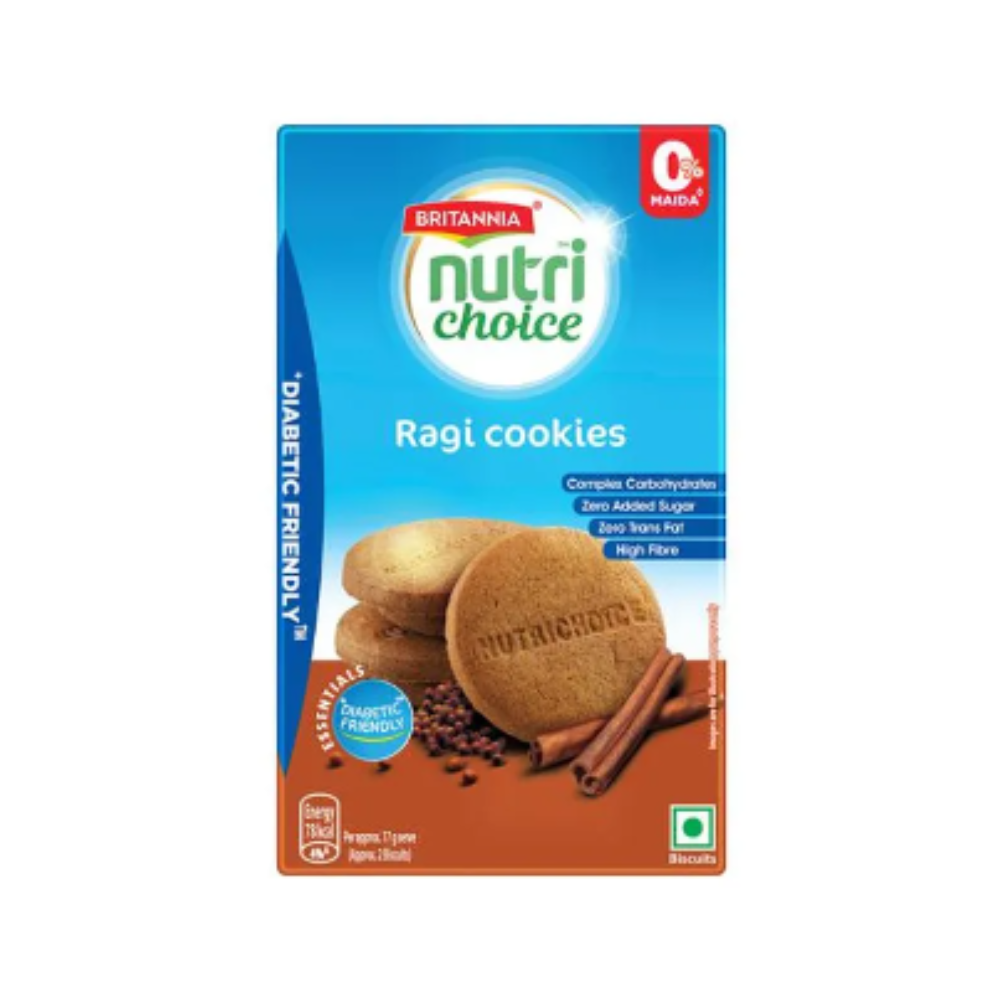 Britannia Nutri Choice Essentials Ragi Cookies - No Added Sugar - Distacart