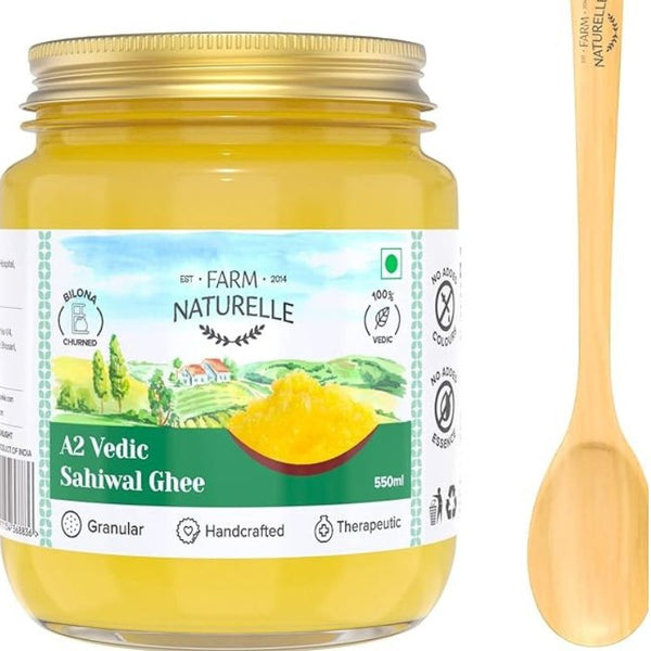 Farm Naturelle A2 Vedic Sahiwal Ghee - Desi Cow Ghee | Natural, Healthy, and Pure | Cultured Cow Ghee - Distacart
