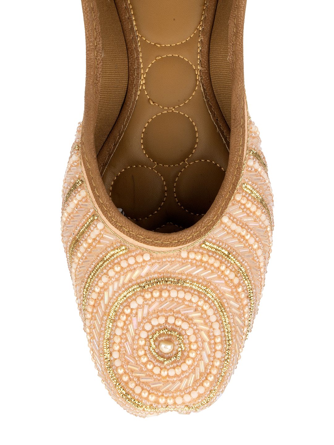 Desi Colour Women Indian Ethnic Footwear-Peach Circle Pearl - Distacart