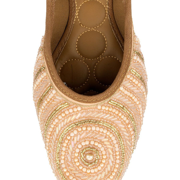 Desi Colour Women Indian Ethnic Footwear-Peach Circle Pearl - Distacart