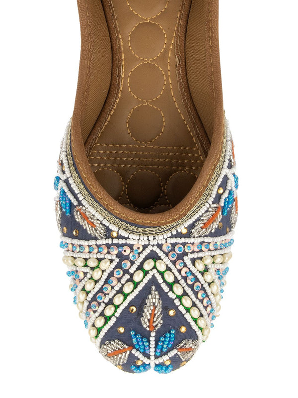 Desi Colour Women Indian Ethnic Footwear-Navy Blue Criss Cross