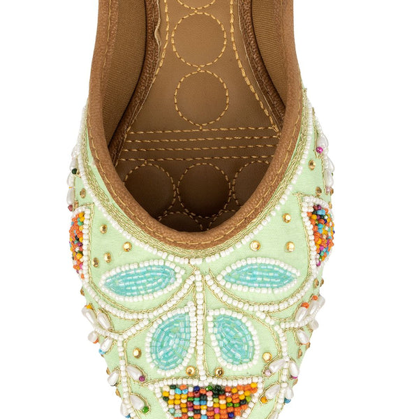 Desi Colour Women Indian Ethnic Footwear-Sea Green Vase - Distacart