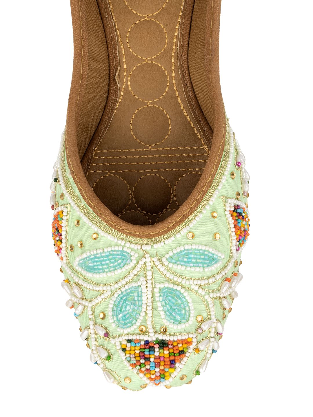 Desi Colour Women Indian Ethnic Footwear-Sea Green Vase - Distacart