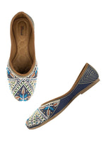 Thumbnail for Desi Colour Women Indian Ethnic Footwear-Navy Blue Criss Cross