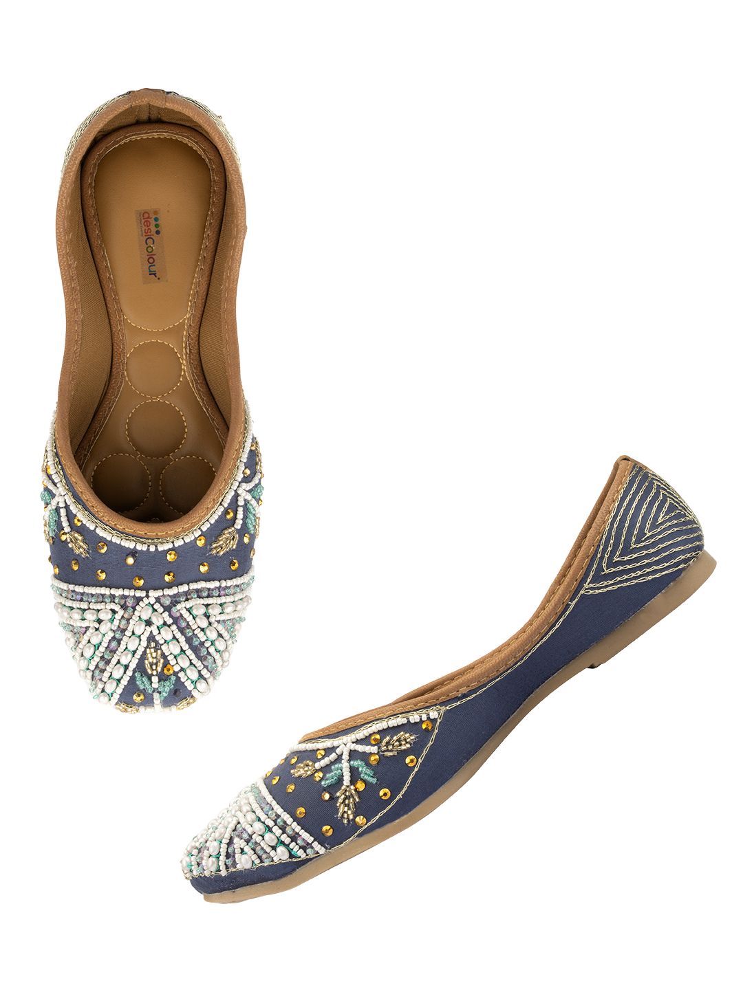 Desi Colour Women Indian Ethnic Footwear-NAVY Blue Criss Cross 1 - Distacart