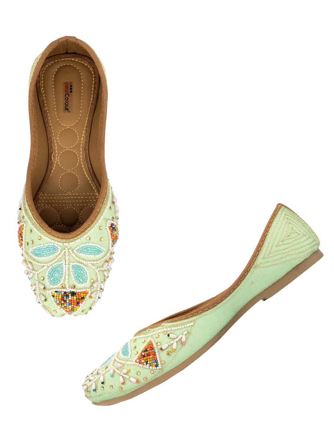 Desi Colour Women Indian Ethnic Footwear-Sea Green Vase - Distacart