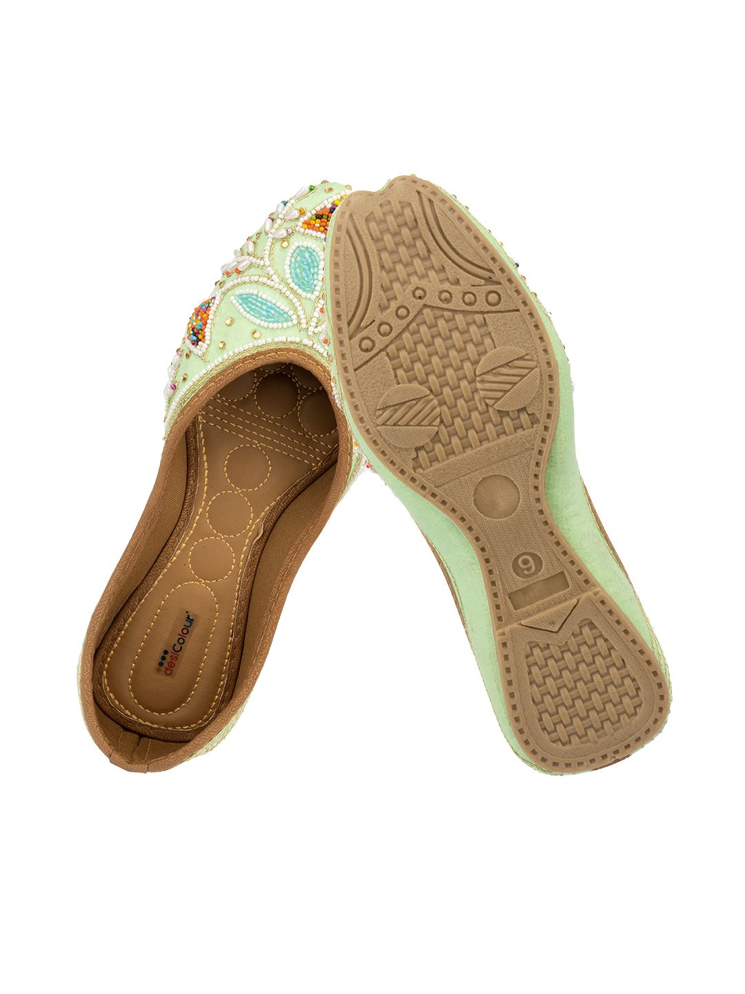 Desi Colour Women Indian Ethnic Footwear-Sea Green Vase
