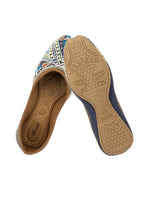 Thumbnail for Desi Colour Women Indian Ethnic Footwear-Navy Blue Criss Cross