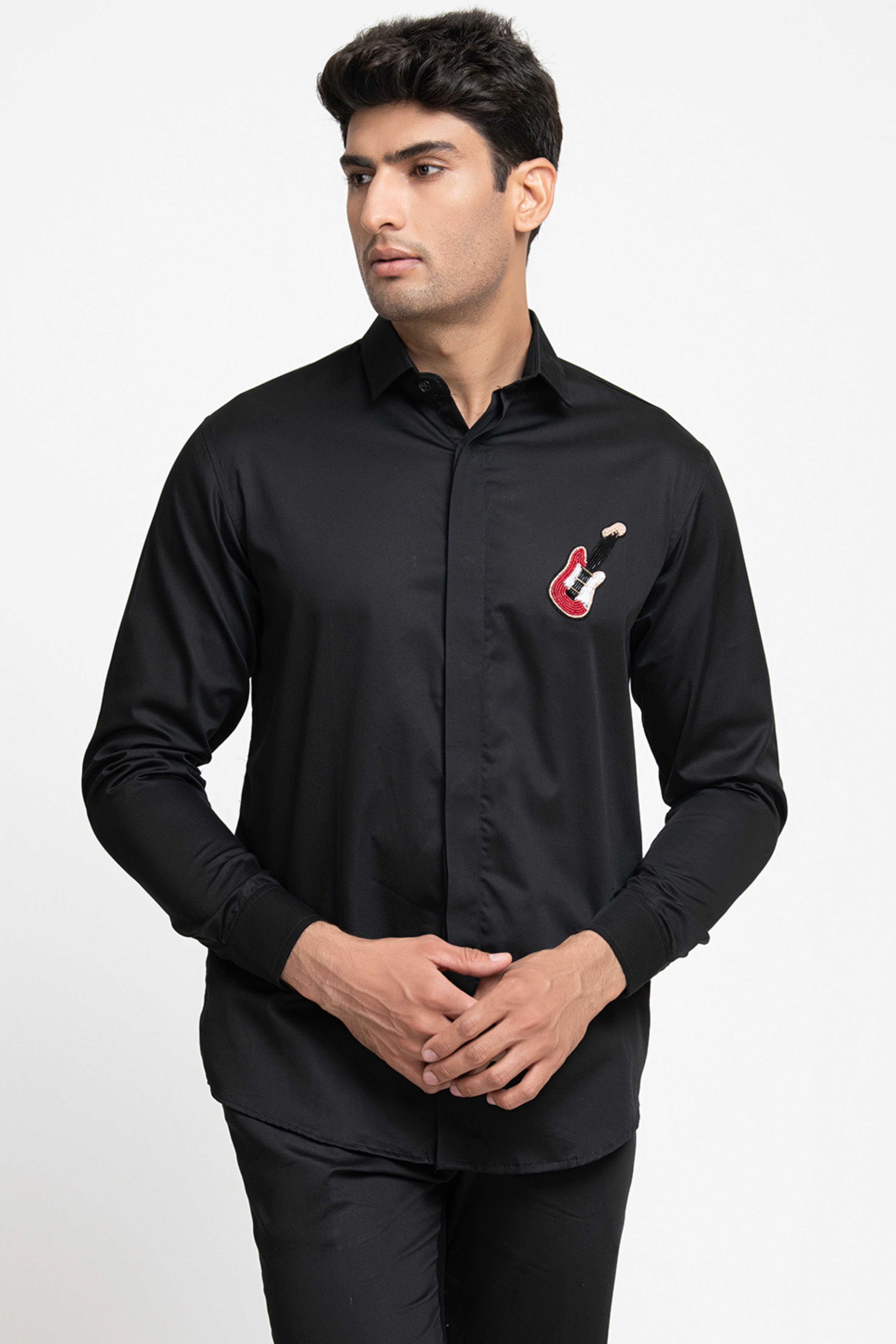 Guitar Embroidery Shirt by Hilo Design - Distacart