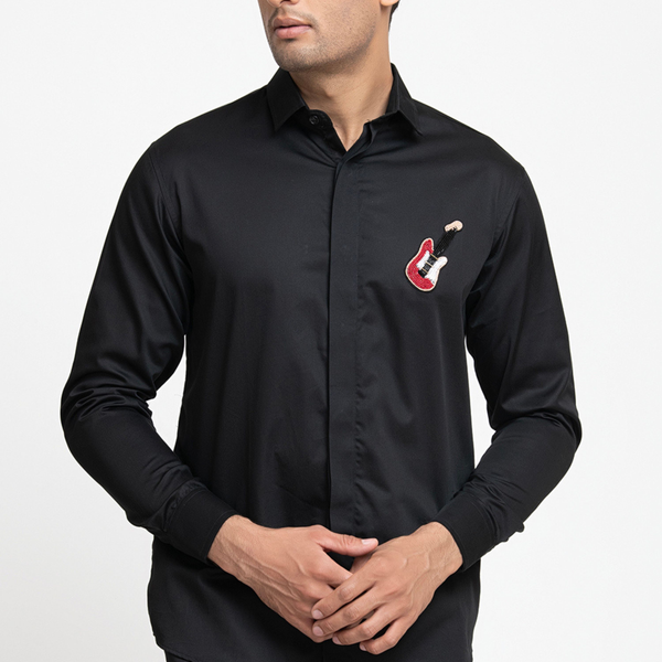 Guitar Embroidery Shirt by Hilo Design - Distacart