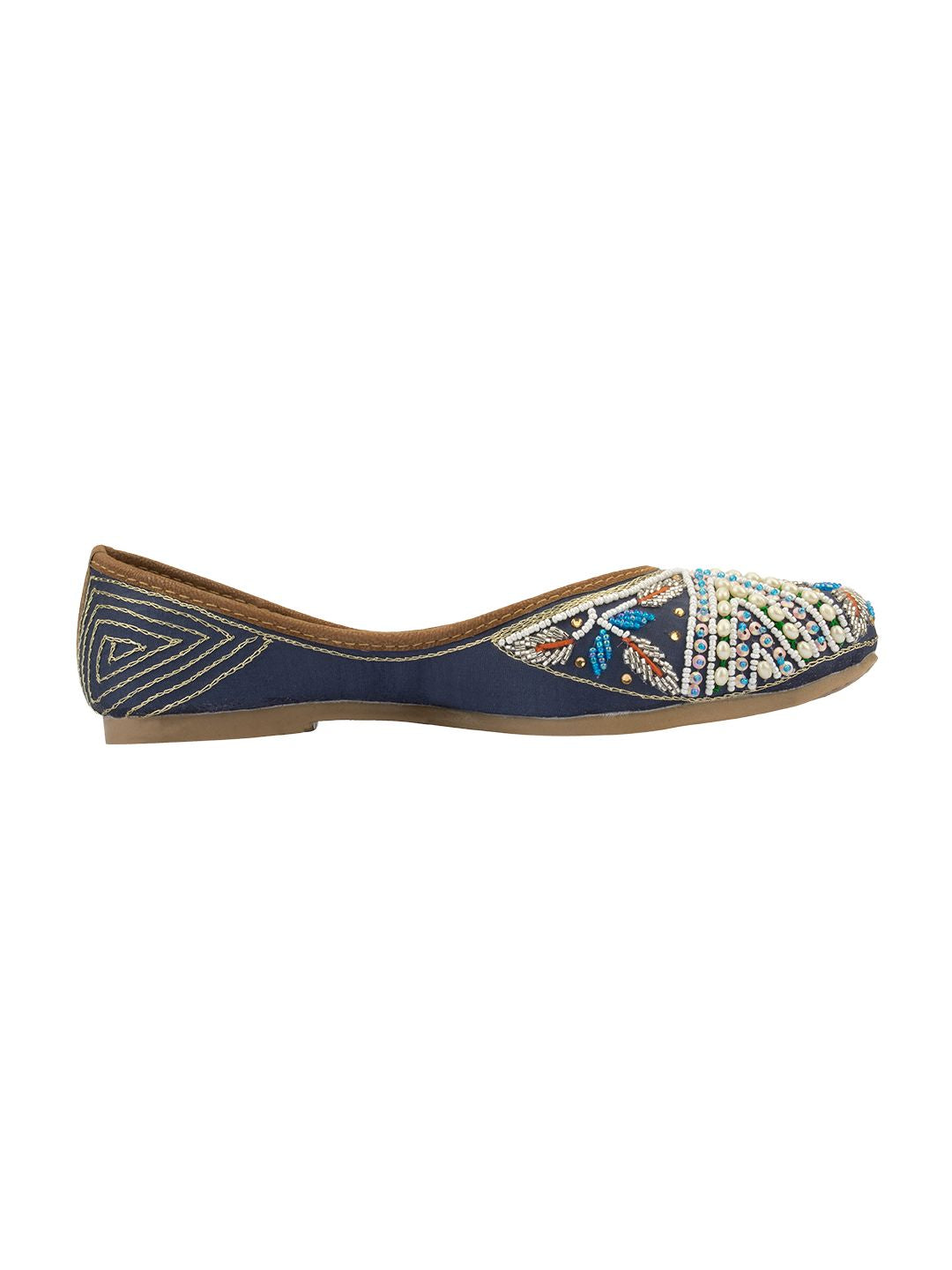 Desi Colour Women Indian Ethnic Footwear-Navy Blue Criss Cross