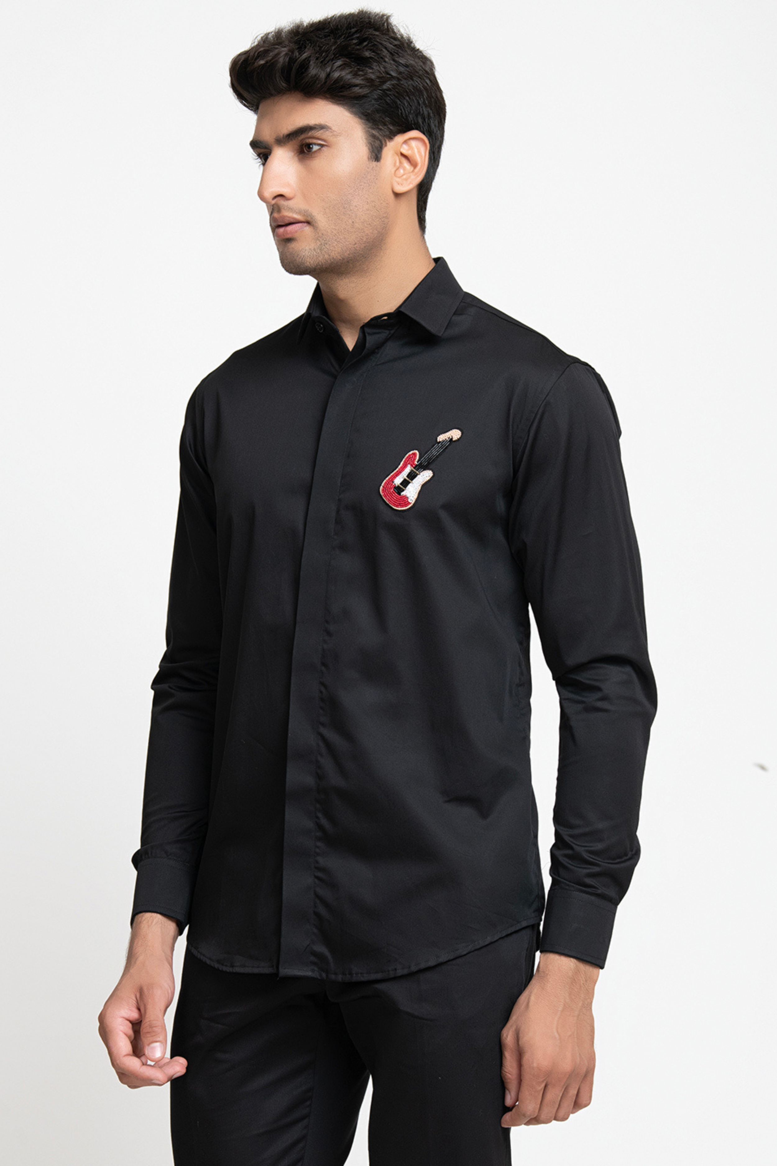 Guitar Embroidery Shirt by Hilo Design