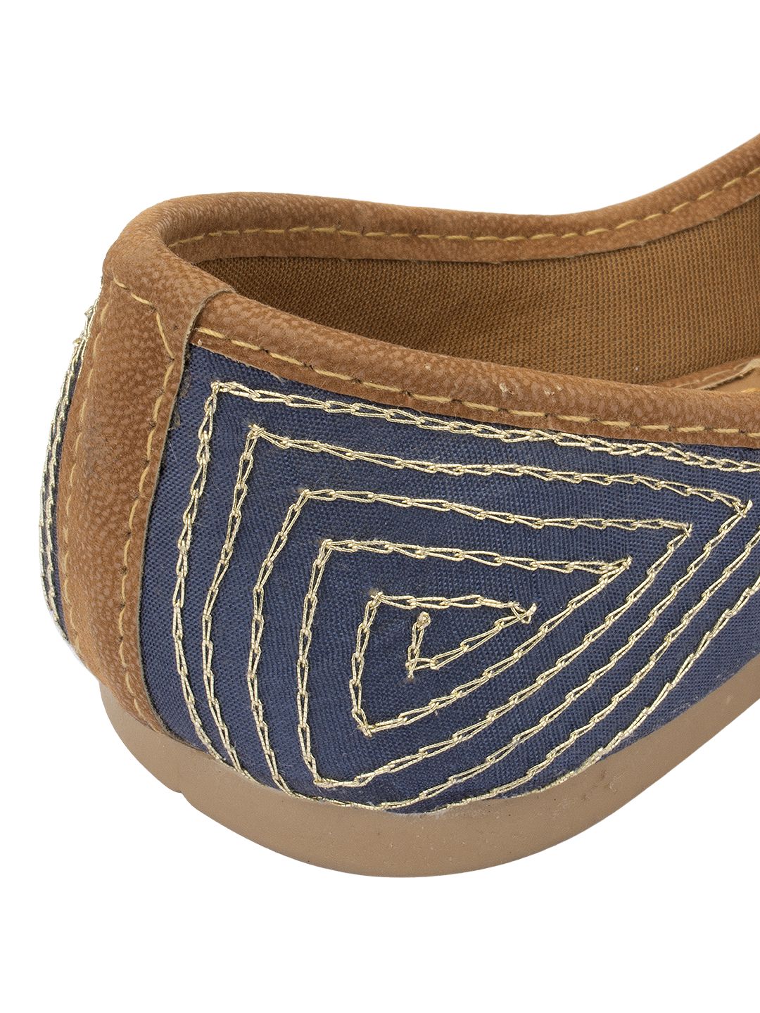 Desi Colour Women Indian Ethnic Footwear-Navy Blue Criss Cross