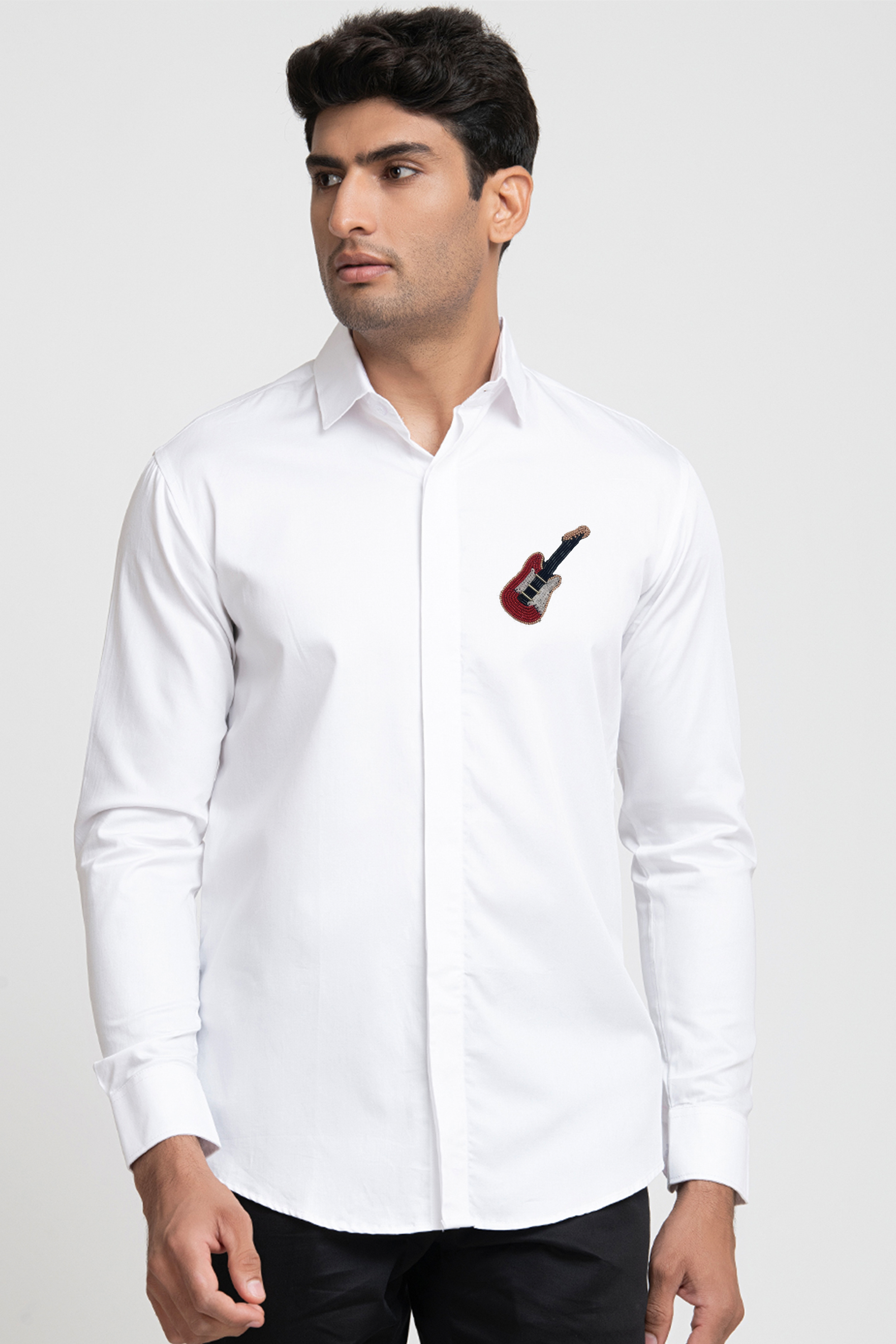 Guitar Embroidery Shirt by Hilo Design