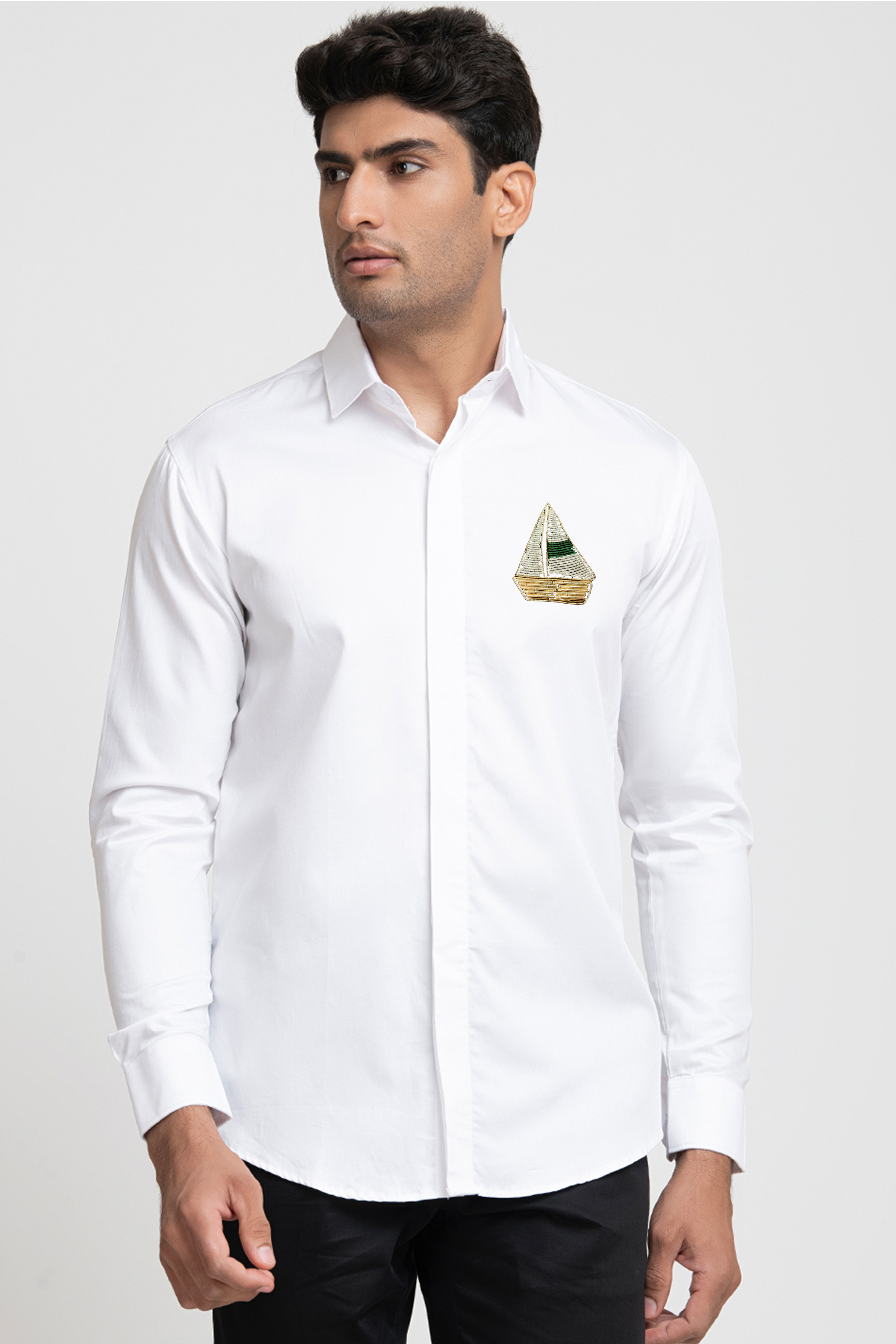 Boat Embroidery Shirt by Hilo Design