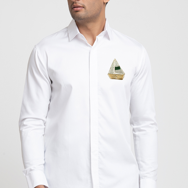 Boat Embroidery Shirt by Hilo Design
