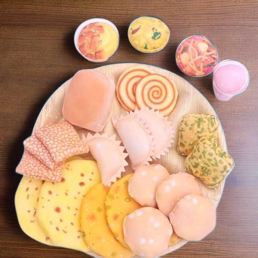 The Small Wonderland Maratha Samrat Thali -Maharashtrian food Inspired pretend Fabric Toys