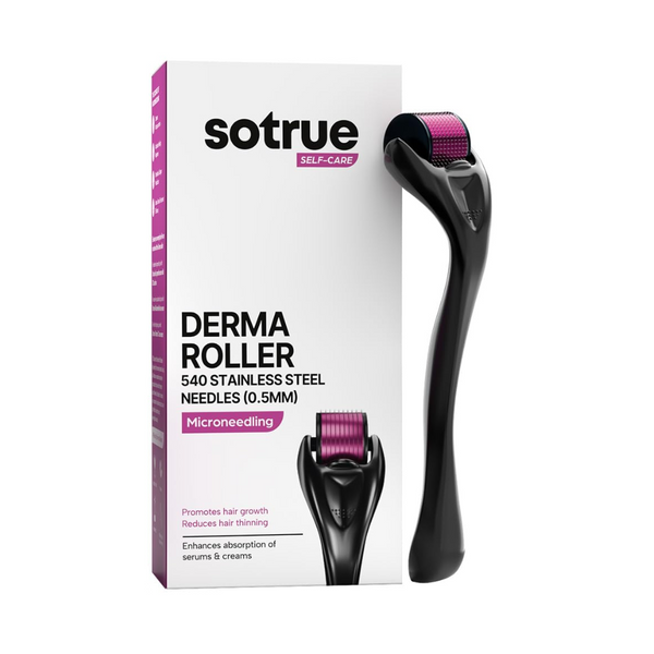 Sotrue Derma Roller For Hair Growth 0.5 mm with 540 Titanium Needles - Repairs Damaged Hair, Activates Hair Follicles - Distacart