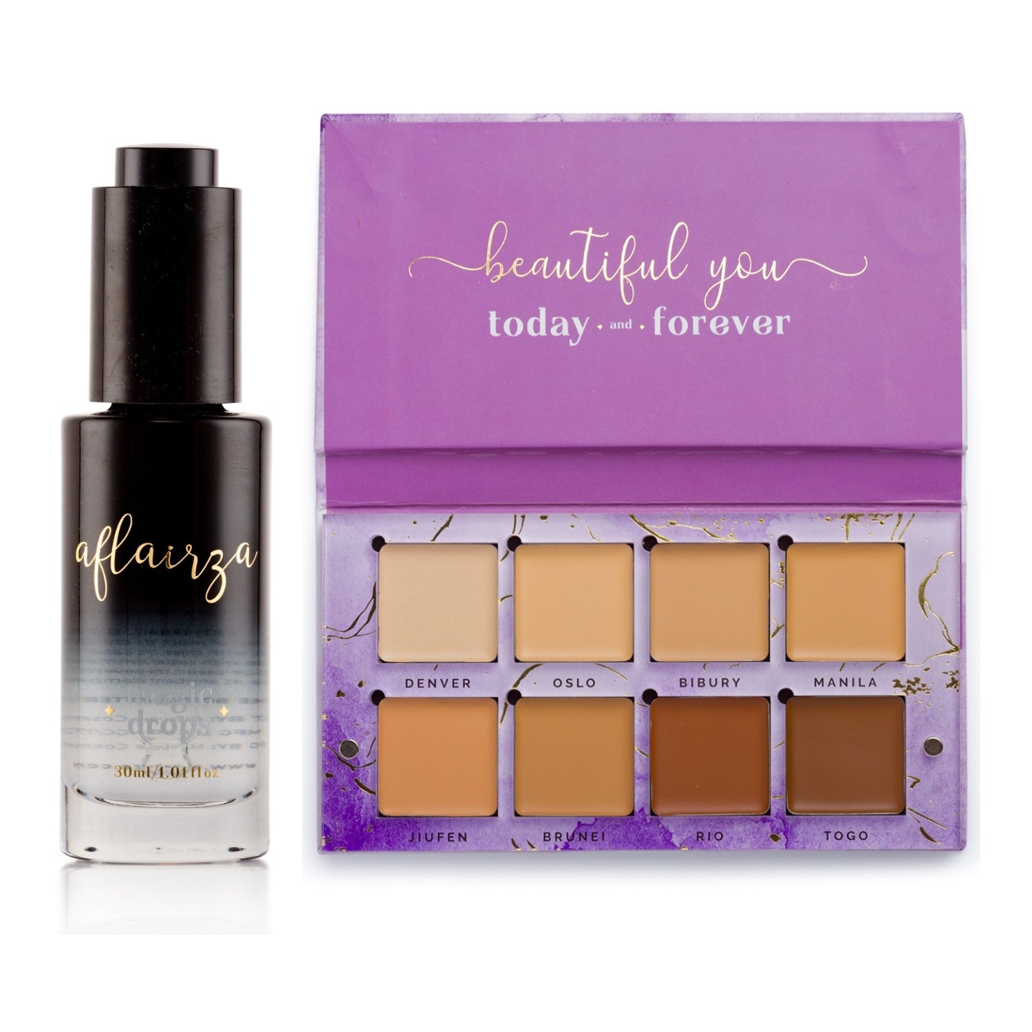Aflairza Magic Drops + Soft Glam Base Palette - Waterproof Serum with Base palette Combo - Distacart