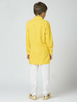 Thumbnail for Joban Fashion Kids Island Full Sleeves Cotton Kurta and Pyjama Set with Sequin work - Yellow - Distacart