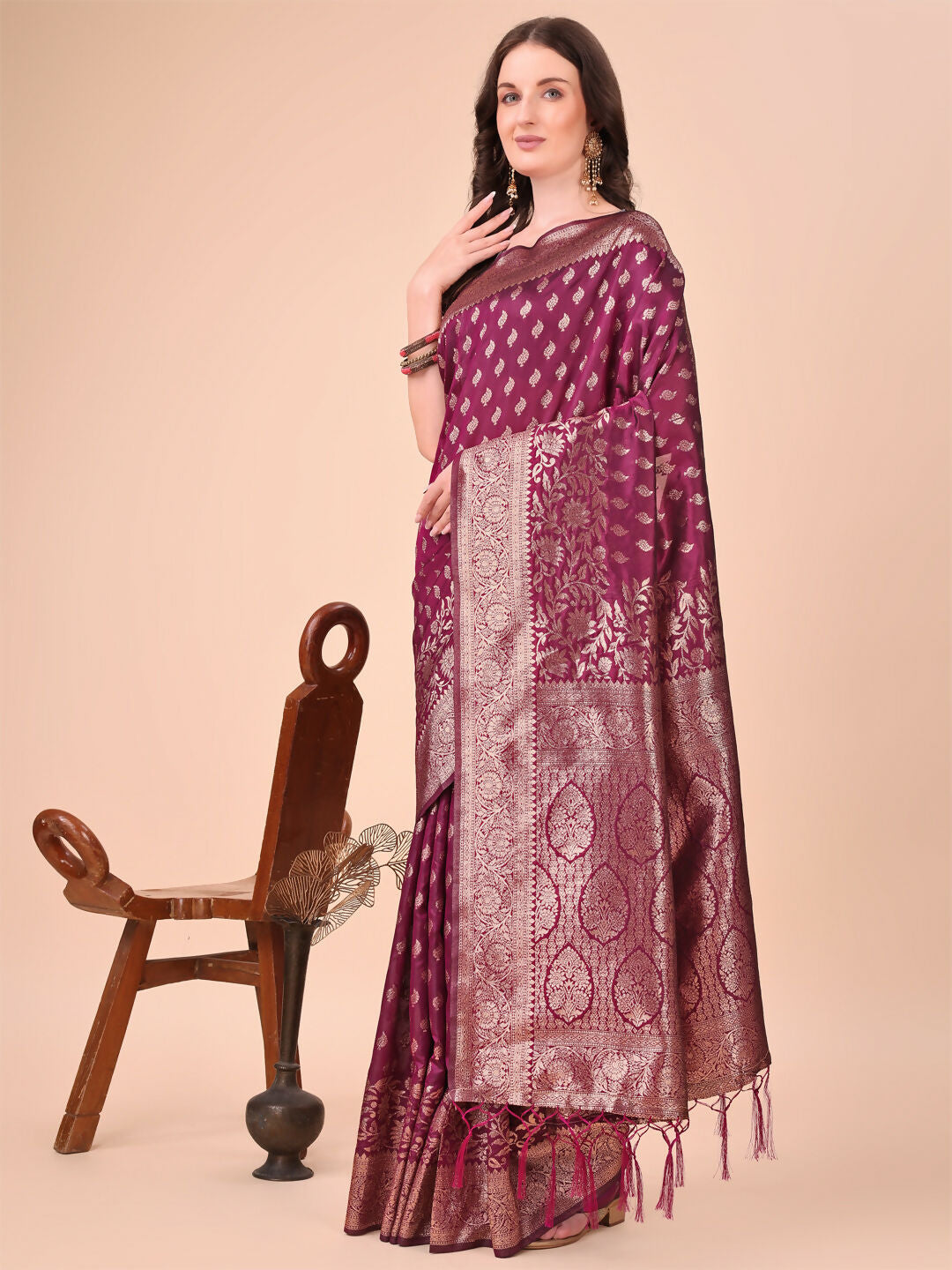 Astita Lichi Silk Purple Saree