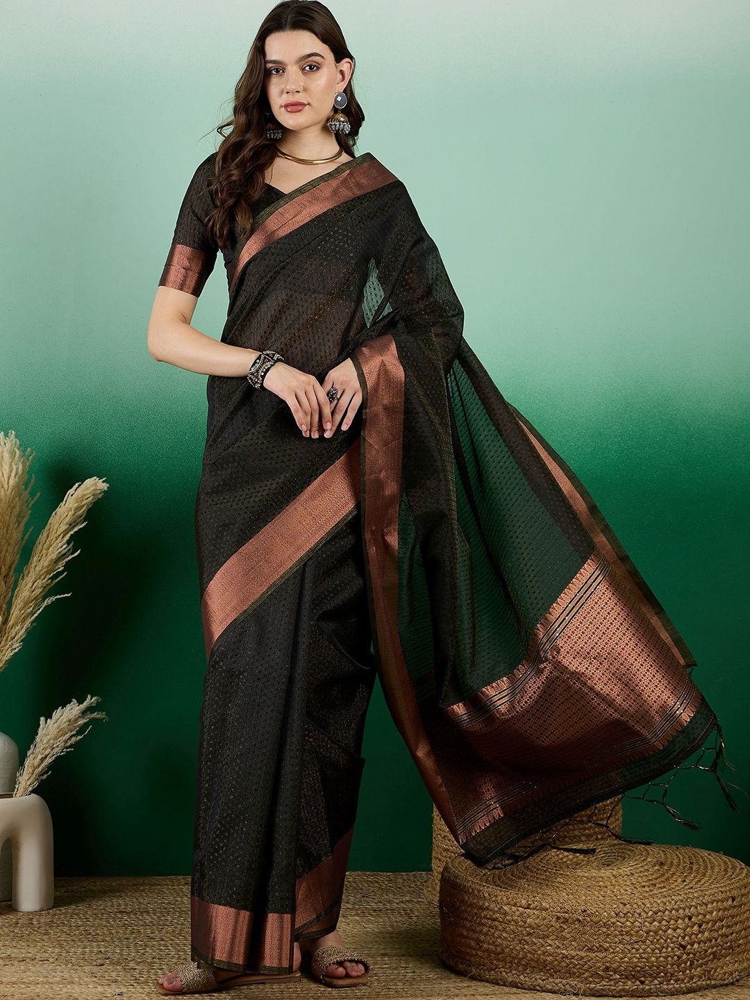 Mitera Woven Design Zari Organza Saree - Distacart
