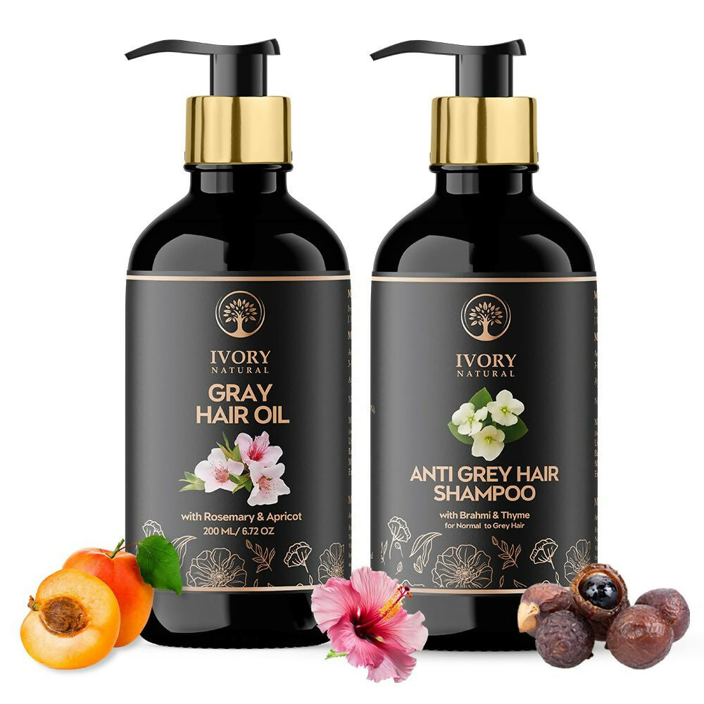 Ivory Natural Grey Combo For Hair - Natural Solution For Greys, Restore Natural Black And Shine Of Hair - Distacart
