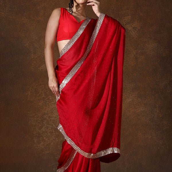 Mitera Beads and Stones Pure Chiffon Saree - Distacart