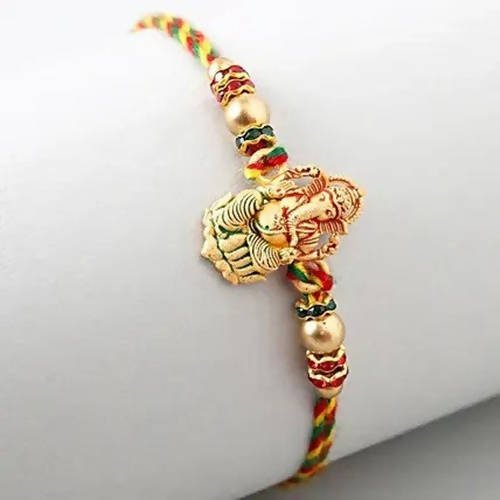 Authentic Design Ganesha Rakhi & Kaju Katli Box - Distacart