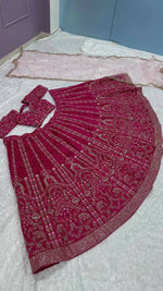 Thumbnail for Aastha Fashion Magenta Heavy Slub Silk Designer Wedding Wear Lehenga Choli