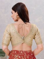 Thumbnail for Joban Fashion Women Silk Light-Gold Stitched Blouse - Distacart