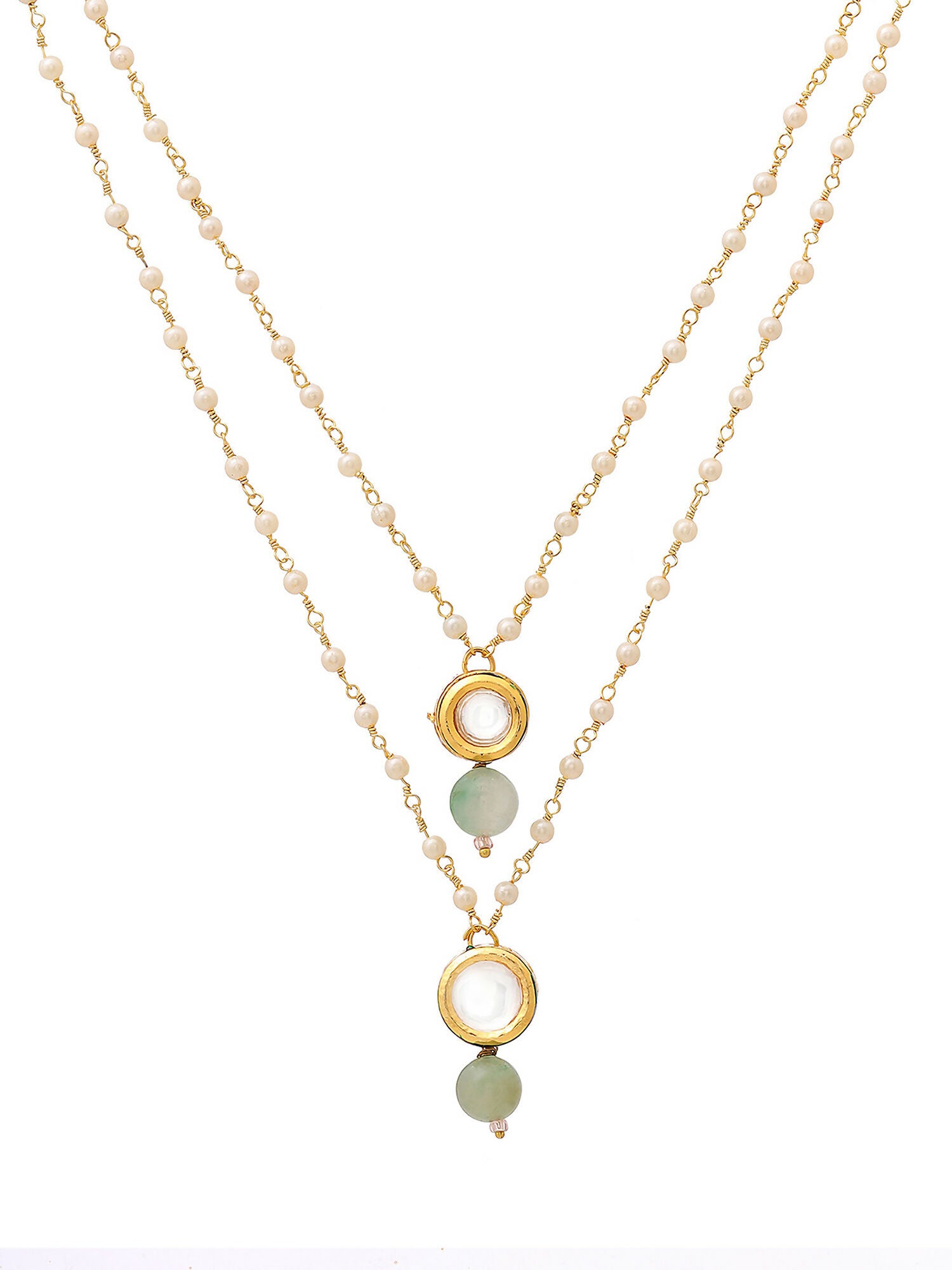 Ruby Raang Green Aventurine & Kundan Necklace
