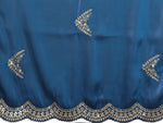 Thumbnail for Vastranavya Blue Embroidery Work Shimmer Chiffon Saree with Unstitched Blouse