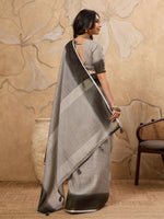 Thumbnail for Astita Charcoal Grey Linen Saree
