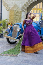 Thumbnail for Aastha Fashion Women's Purple Silk Jacquard Woven with Embroidery Anarkali Dress with Dupatta - Distacart