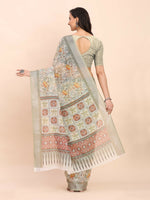 Thumbnail for Astita Linen Cotton White Saree