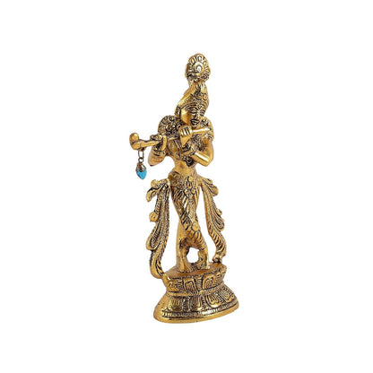 Purestory Lord Krishna Metal Statues Playing Flute - Distacart